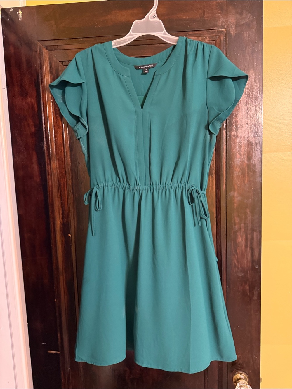 41 Hawthorn Teal Drawstring Waist Short Sleeve Dress
